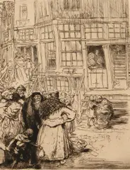 Auguste-Louis Lepère, A Street in the Jewish Quarter, Pencil signed lower right hand corner and with "17/35" annotation under signature