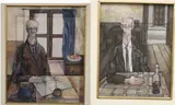 Uruguayan School, Two works: The Writer and the Drinker, Both works are oil on board and signed "BASTRERI." Indidually