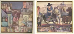 Modern School, Two works: A Gaucho and a Still life, Mixed media on board