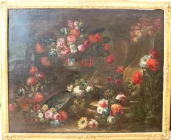 Neopolitan School, Still Life of Flowers, Oil on canvas