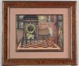 Continental School, The Chess Game, Watercolor