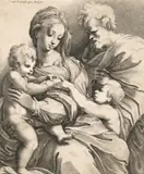 Perino del Vaga, The Holy Family, 1642, Print made by etcher Wenceslaus Hollar (Bohemian, 1607-1677) after a painting by Perino del Vaga (i.e