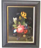 Continental School, Untitled, Still Life with Butterfly, oil on canvas