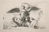 Jean-Honoré Fragonard, Angel Holding a Palm and a Crown, circa 1764, Etching after Annibale Carracci (Italian, 1560
