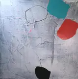 Franck Moeglen, Rythme Vert-Rouge (Green and Red Rythm), 2004, Mixed media on canvas painting