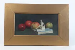 Charles B. Foster, Stillife with Apples and Neoclassical Figure, Oil on canvas