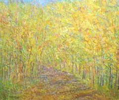 Autumn in the Forest by Nathan Letovsky, 1997, Oil on canvas signed lower left-hand corner, sold Jun 2023