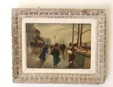 Léonie Lebas, Scene Parisienne, Oil on board