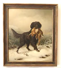 Johannes Deiker, Setter mit Beute (Setter with Prey), Oil on canvas