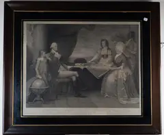 Edward Savage, George Washington and Family, circa 1798, The engraving on the table appears to be Pierre L'Enfant's 1792 plan