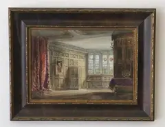 Walter Henry Sweet, Interrior View In Haddon Hall, Watercolor on paper