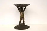 German School, A Putti Holding a Shell, Bronze statue