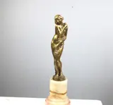 Joé Descomps, Beauty with Flowers, Gilt bronze signed in base