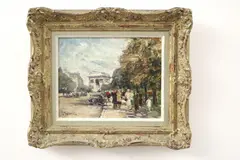 André Michel, Avenue des Champs-Elysees, Oil on canvas painting