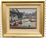 Pierre Villain, View of Paris's Viaduc d'Austerlitz, Oil on a canvas board