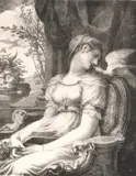 Pierre-Paul Prud'hon, Une Lecture (A Reading), 1822, Published in 1870, lithograph on chine-collé on wove paper printed by Bertauts (1830s-80 fl.), published in "Gazette des Beaux-Arts." Inscription content: Lettered with production detail: 'Prud'hon inv. et del.', title, and name of printer