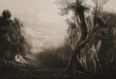 John Martin, Satan Observes Adam and Eve in the Garden of Eden, 1826, Mezzotint published in 1825 by Septimus Prowett (English, circa 1820