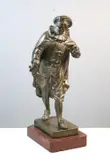 Auguste Louis Lalouette, Scapin, Patinated partially silvered bronze statue