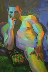 Johan with Blue Drape, 2013, [LGBTQ+ INTEREST] by Nebojsa Zdravkovic, Oil on canvas, offered Jun 2023