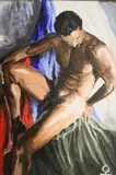 Naked Man, 1993, [LGBTQ+ INTEREST] by American School, Oil on canvas, sold Jun 2023