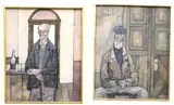 Uruguayan School, Two works: 7917 and the Drinker, Both works are oil on board and signed "BASTRERI." Individually
