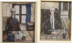 Uruguayan School, Two works: The Writer and the Drinker, Both works are oil on board and signed "BASTRERI." Indidually