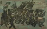 Vietnamese School, Festival Procession, Woodcut on paper