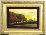 Continental School, Late September Sundown at the Port, Ink signed "K