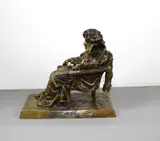 K Hertl, Seated Man (possibly Beethoven), Patinated bronze