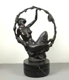 Georges Omerth, Nude Satyr On May Vine, On marble base