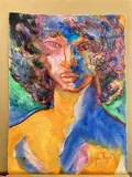 John W. Boyce, Male Face, Watercolor and gouache on Arches paper