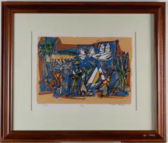 Marcel Janco, Riviera, "Artist proof" print (per pencil notation at base "A/P"), Pencil titled and signed by the artist