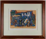 Marcel Janco, Riviera, "Artist proof" print (per pencil notation at base "A/P"), Pencil titled and signed by the artist