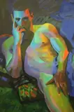 Nebojsa Zdravkovic, Johan with Blue Drape, 2013, [LGBTQ+ INTEREST], Oil on canvas