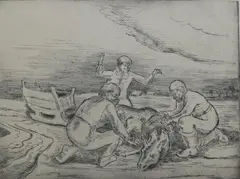 Viktor Planckh, Gestortes Pferd in Russland, 1937, Pencil titled, signed and dated at base