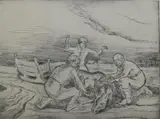 Viktor Planckh, Gestortes Pferd in Russland, 1937, Pencil titled, signed and dated at base