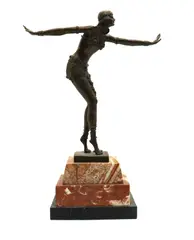 Demetre Chiparus, Untitled, on a stepped rouge marble base