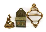 John, Untitled, 38cm high together with a carved modern giltwood wall shelf
