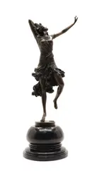 Claire Jeanne Roberte Colinet, Untitled, After Claire-Jeanne-Roberte Colinet (1880-1950) a bronze figure of a Crimean dancer, on a turned polished slate base