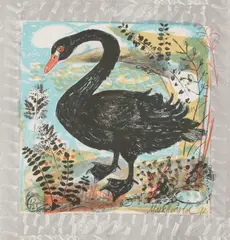 Mark Hearld, Untitled, Mark Hearld (b.1974) 'Menagerie Swan' lithograph in colours