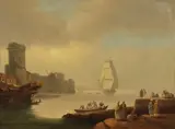 A North African coastal port by Continental School, oil on canvas, offered Apr 2012