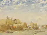 Josef Csillag, Gathering hay, oil on canvas