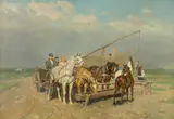 János Viski, Figures and horses at a well