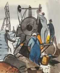Railway workers by George Post, watercolor on paper, sold Apr 2012