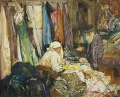 Arthur I. Keller, The old textile shop, watercolor on paper