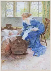 Minding Baby by George Henry Boughton, watercolor on paper, offered Apr 2012