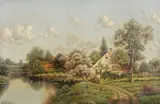 George W. Drew, Old Homestead, Springtime, oil on canvas