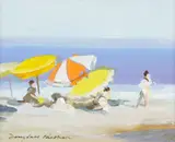 Douglass Ewell Parshall, Beach Umbrellas, oil on panel