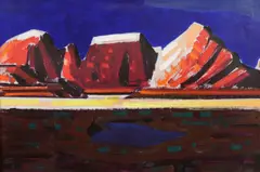 Mountain landscape by Conrad Buff, oil on board, offered Apr 2012