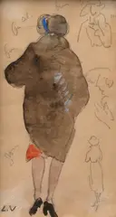 Louis Valtat, La Fourrure, watercolor and pencil on paper